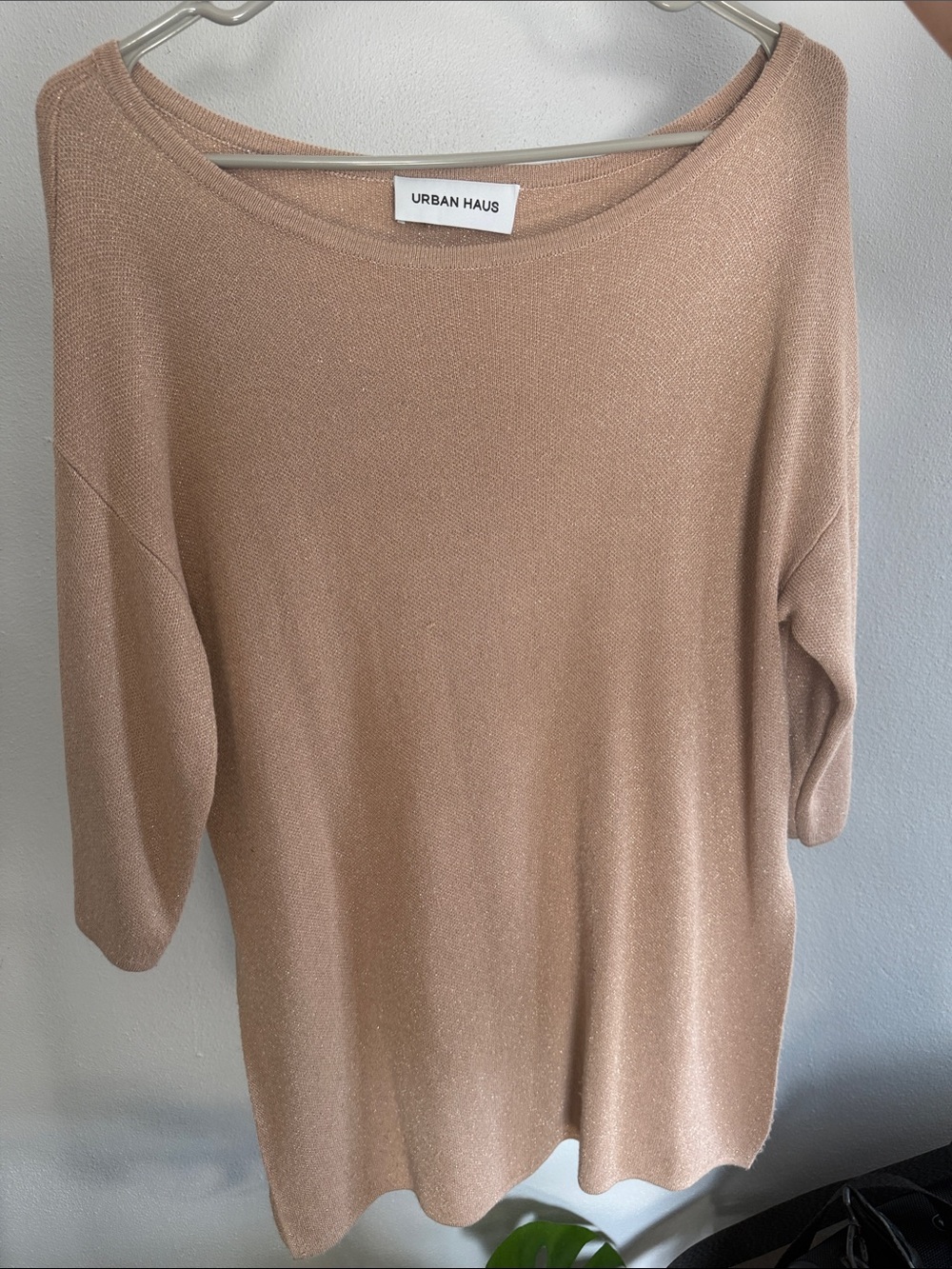 Women's Shimmer Crewneck Sweater in Light Tan